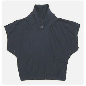 Y2K Mike & Chris batwing dolman fleece sweatshirt w/ cowl neck in blue sz S